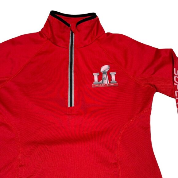 NFL Team Apparel Womens Super Bowl LI 51 Red Quarter Zip Pullover Small - Picture 5 of 9
